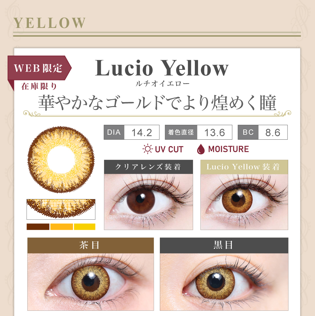 1DAY高発色タイプカラコン「Lucio Yellow（ルチオイエロー）」のレンズ紹介