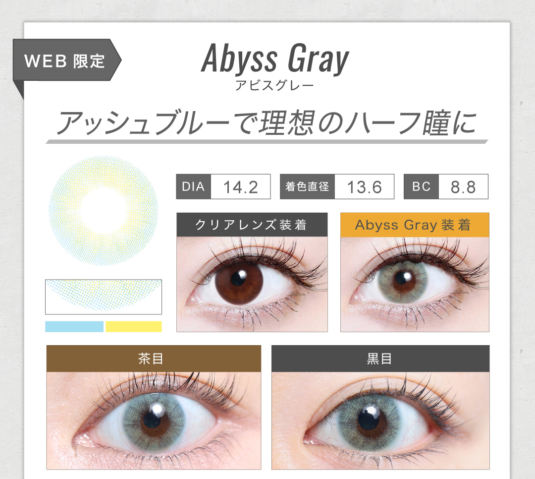 1MONTHハーフタイプカラコン「Abyss Gray（アビスグレー）」のレンズ紹介