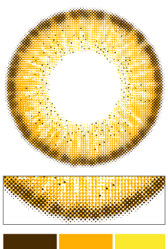 1MONTH高発色タイプカラコン「Renel Yellow（レネルイエロー）」のレンズデザイン｜カラコン 激安