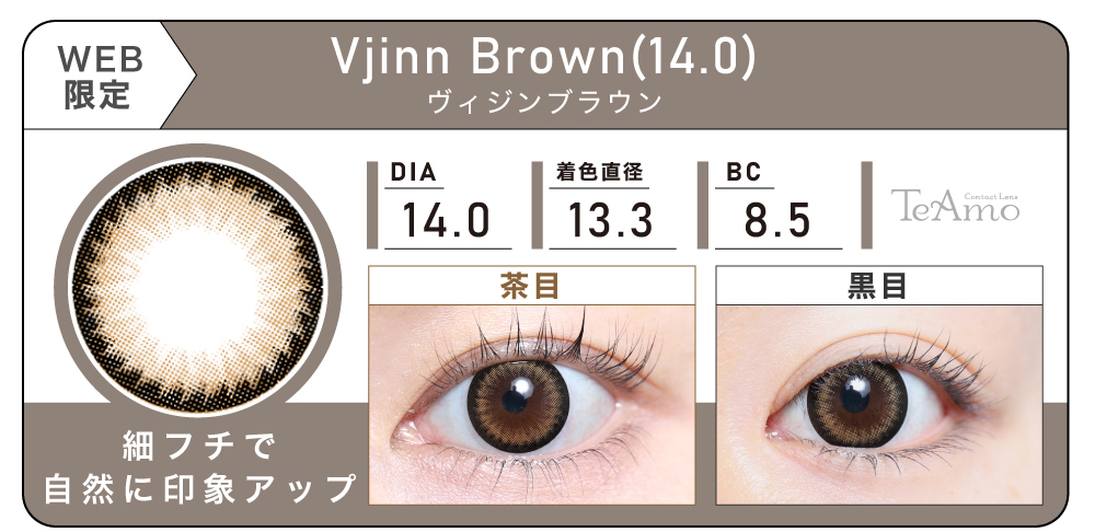 1MONTH 2SETまとめ買い「Vjinn Brown(14.0)（ヴィジンブラウン）」の紹介｜カラコン 激安