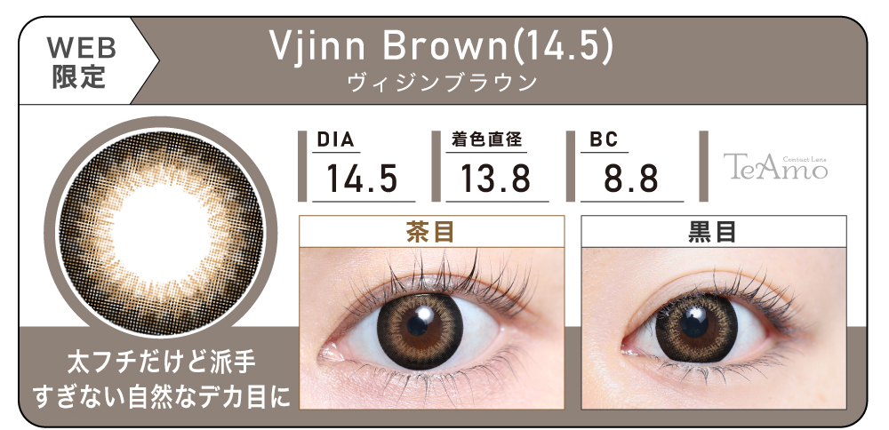 1MONTH 2SETまとめ買い「Vjinn Brown(14.5)（ヴィジンブラウン）」の紹介｜カラコン 激安
