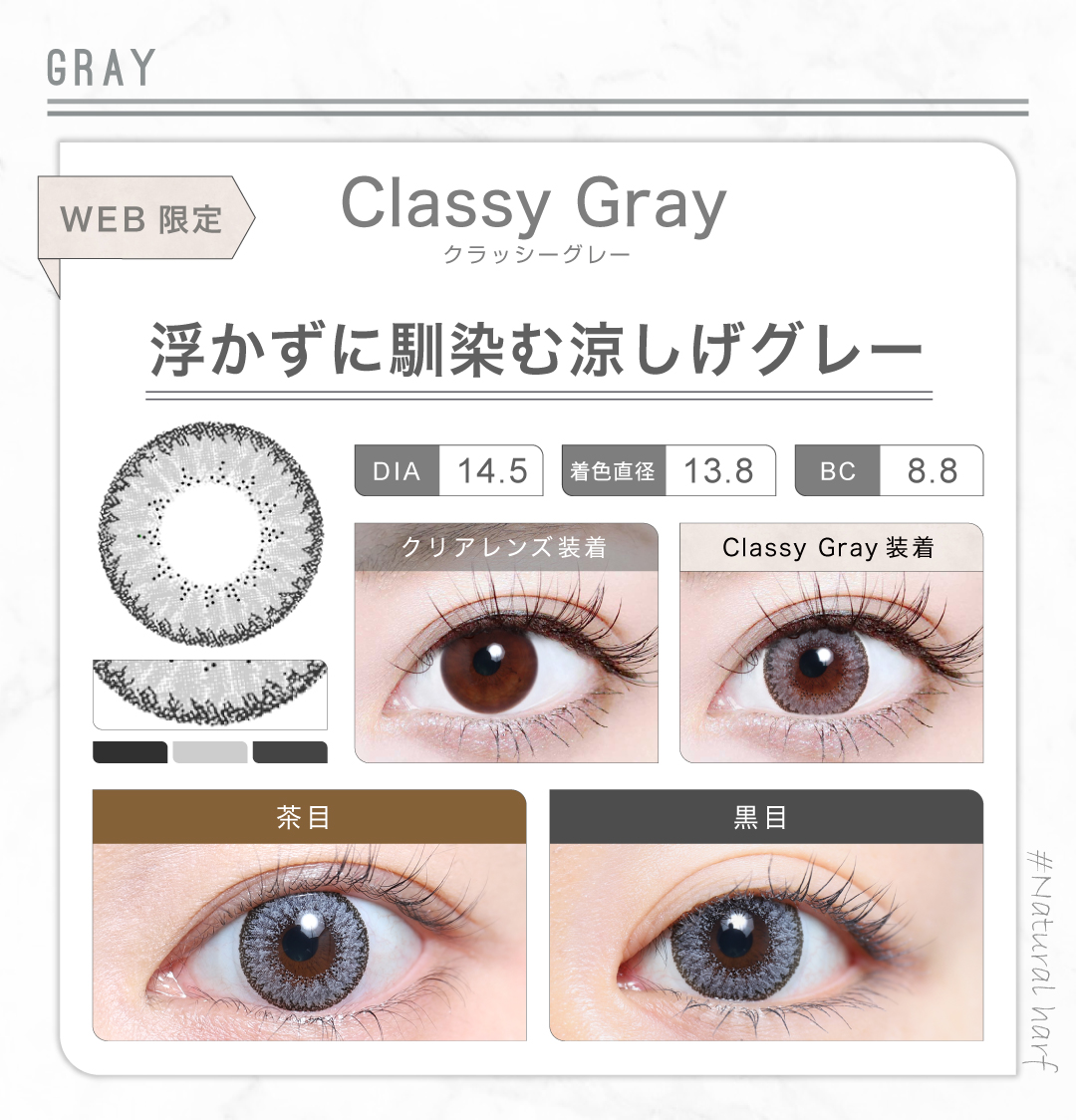 1MONTHナチュラルハーフタイプ「Classy Gray（クラッシーグレー）」の紹介