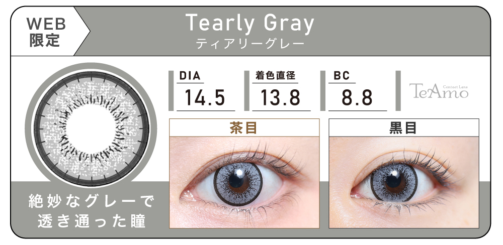 1MONTH 2SETまとめ買い「Tearly Gray（ティアリーグレー）」の紹介｜カラコン 激安
