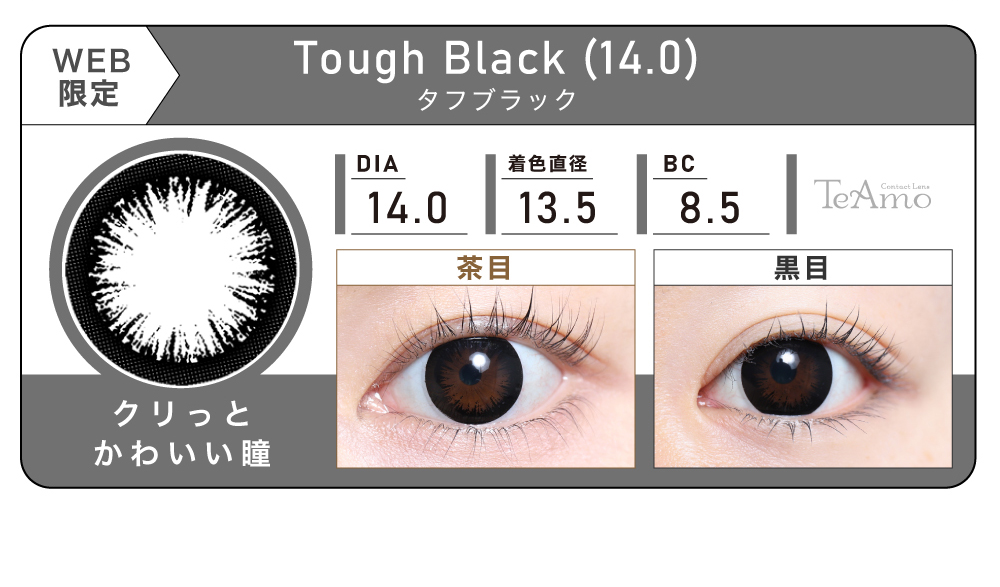 1MONTH 2SETまとめ買い「Tough Black (14.0)（タフブラック）」の紹介｜カラコン 激安
