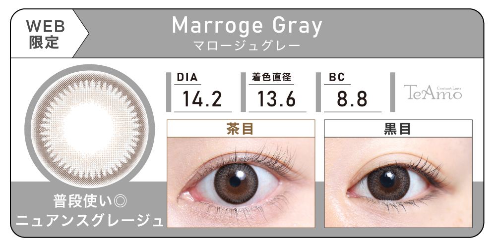 1MONTH 2SETまとめ買い「Marroge Gray（マロージュグレー）」の紹介｜カラコン 激安