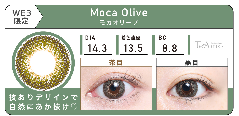 1MONTH 2SETまとめ買い「Moca Olive（モカオリーブ）」の紹介｜カラコン 激安