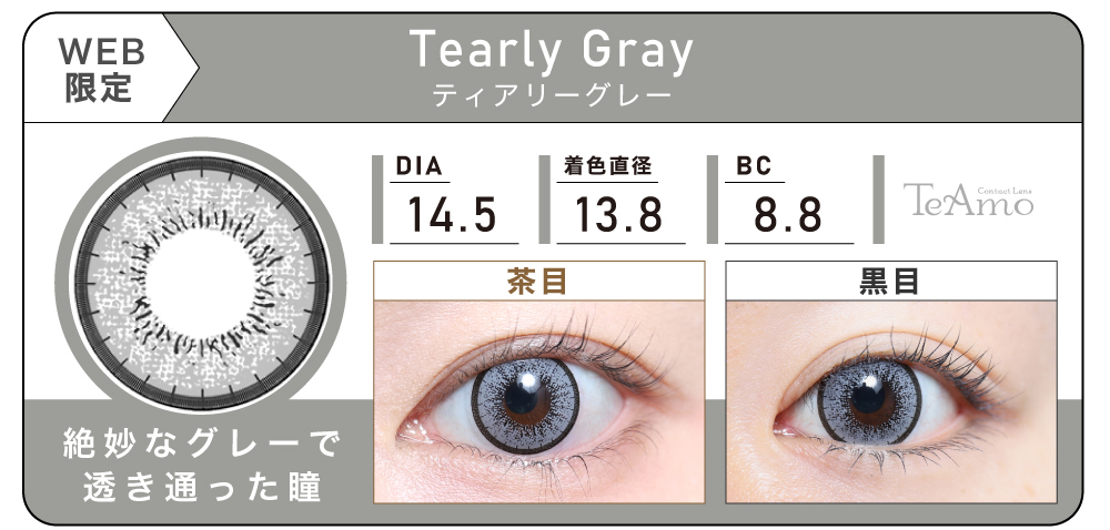 1MONTH 2SETまとめ買い「Tearly Gray（ティアリーグレー）」の紹介｜カラコン 激安