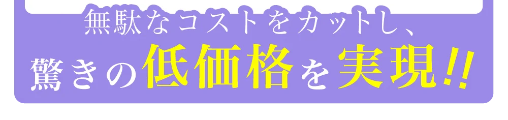 無駄なコストをカットし、驚きの低価格をを!!