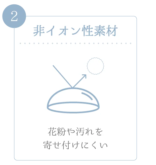 非イオン性素材)花粉や汚れを寄せ付けにくい