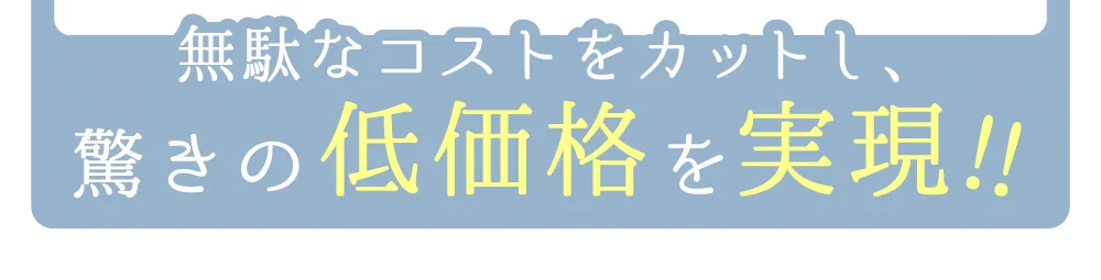 無駄なコストをカットし、驚きの低価格をを!!