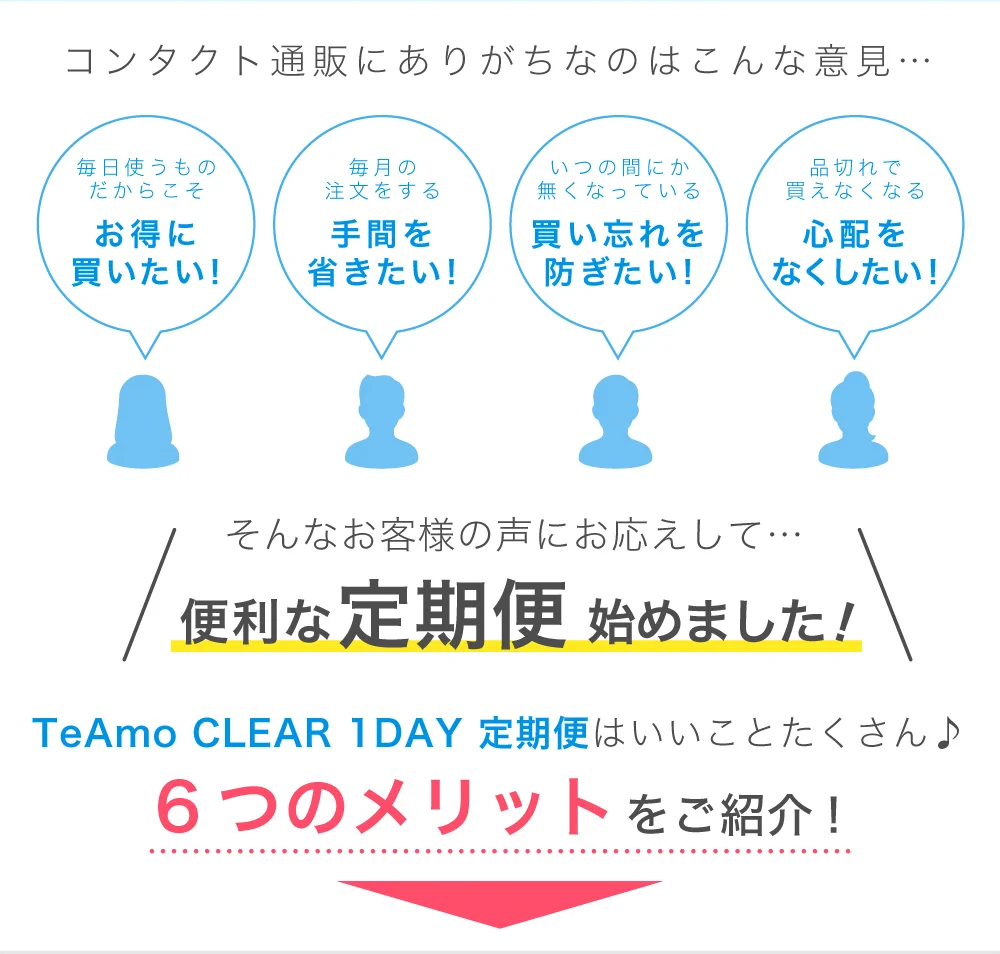 「TeAmo CLEAR 1DAY 低含水 定期便」お客様の意見