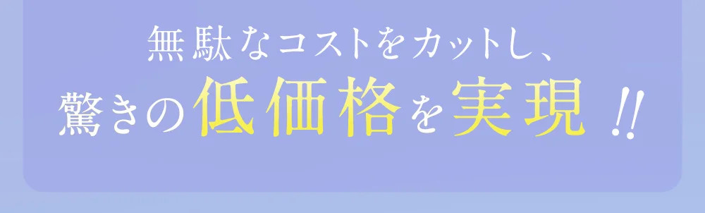 無駄なコストをカットし、驚きの低価格を実現!!