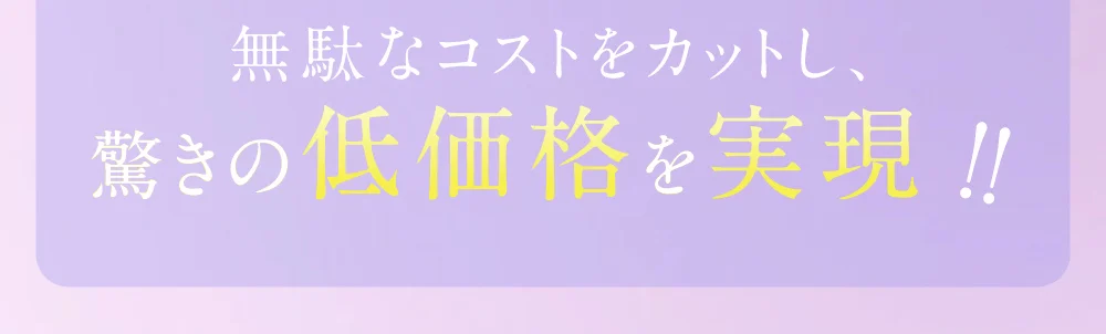 無駄なコストをカットし、驚きの低価格を実現!!