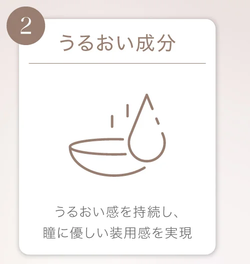 うるおい成分 レンズのうるおい感を持続し、瞳にさらに優しい装用感を実現