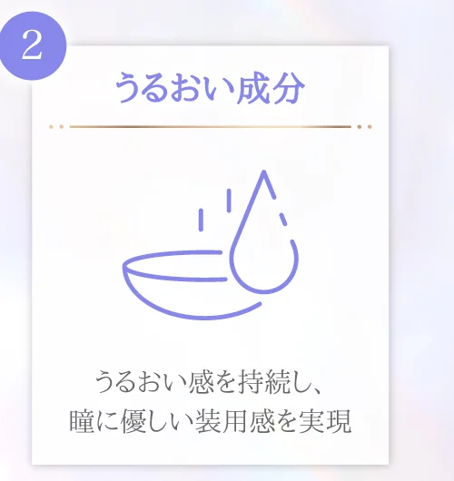 うるおい成分 レンズのうるおい感を持続し、瞳にさらに優しい装用感を実現
