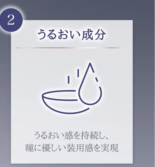 うるおい成分 レンズのうるおい感を持続し、瞳にさらに優しい装用感を実現