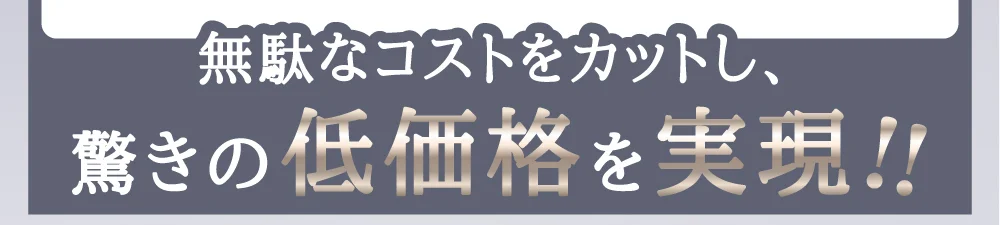 無駄なコストをカットし、驚きの低価格を実現！！