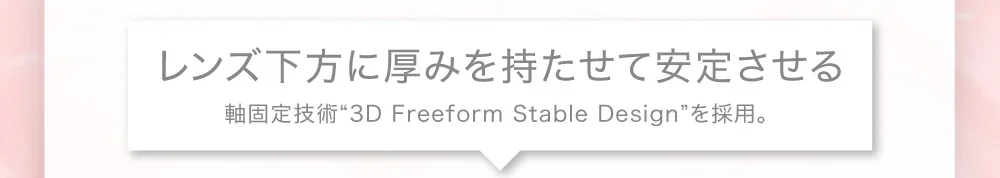 レンズ下方に厚みを持たせて安定させる