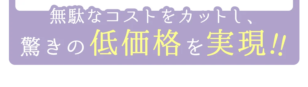無駄なコストをカットし、驚きの低価格をを!!