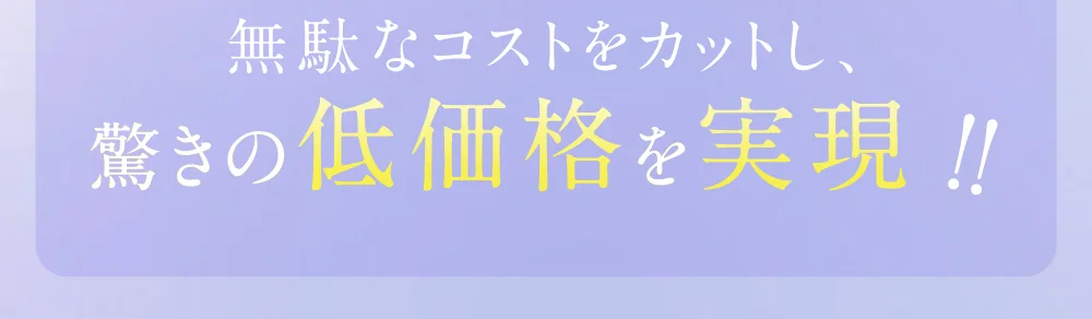 無駄なコストをカットし、驚きの低価格を実現!!