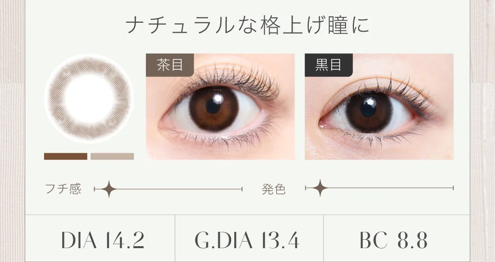 ナチュラルな格上げ瞳に