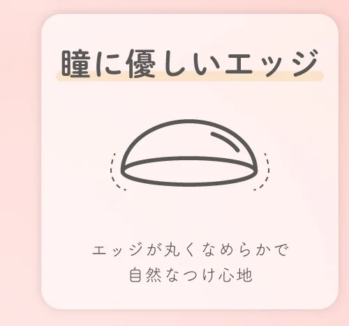 瞳に優しいエッジ エッジが丸くなめらかで自然な付け心地