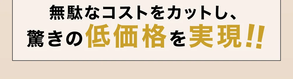 無駄なコストをカットし、驚きの低価格を実現!!