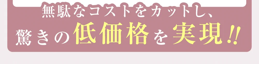 無駄なコストをカットし、驚きの低価格をを!!