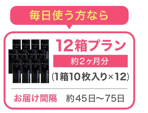 毎日使う方なら 12箱プラン 約2ヶ月分 お届け間隔約45日～75日