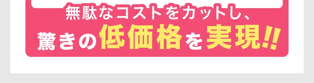 無駄なコストをカットし、驚きの低価格を実現！！
