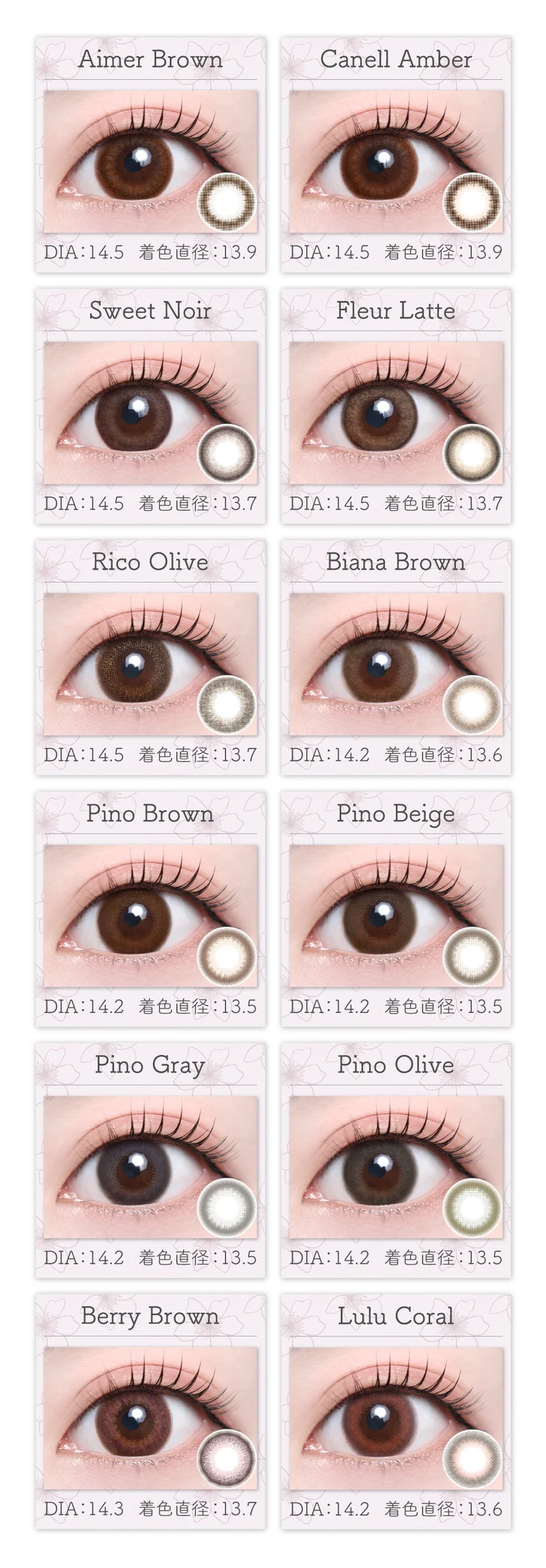 1DAYナチュラルタイプカラコンのレンズ一覧1