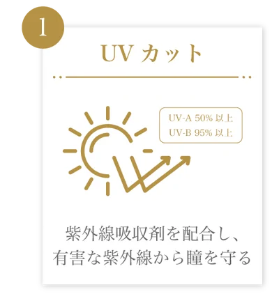 UVカット)紫外線吸収剤を配合し、有害な紫外線から瞳を守る